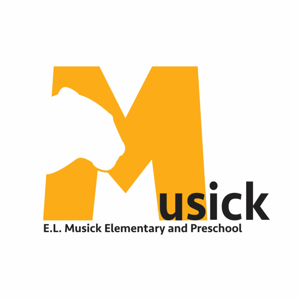 sillouette of a leopard on the letter M for Musick elementary school