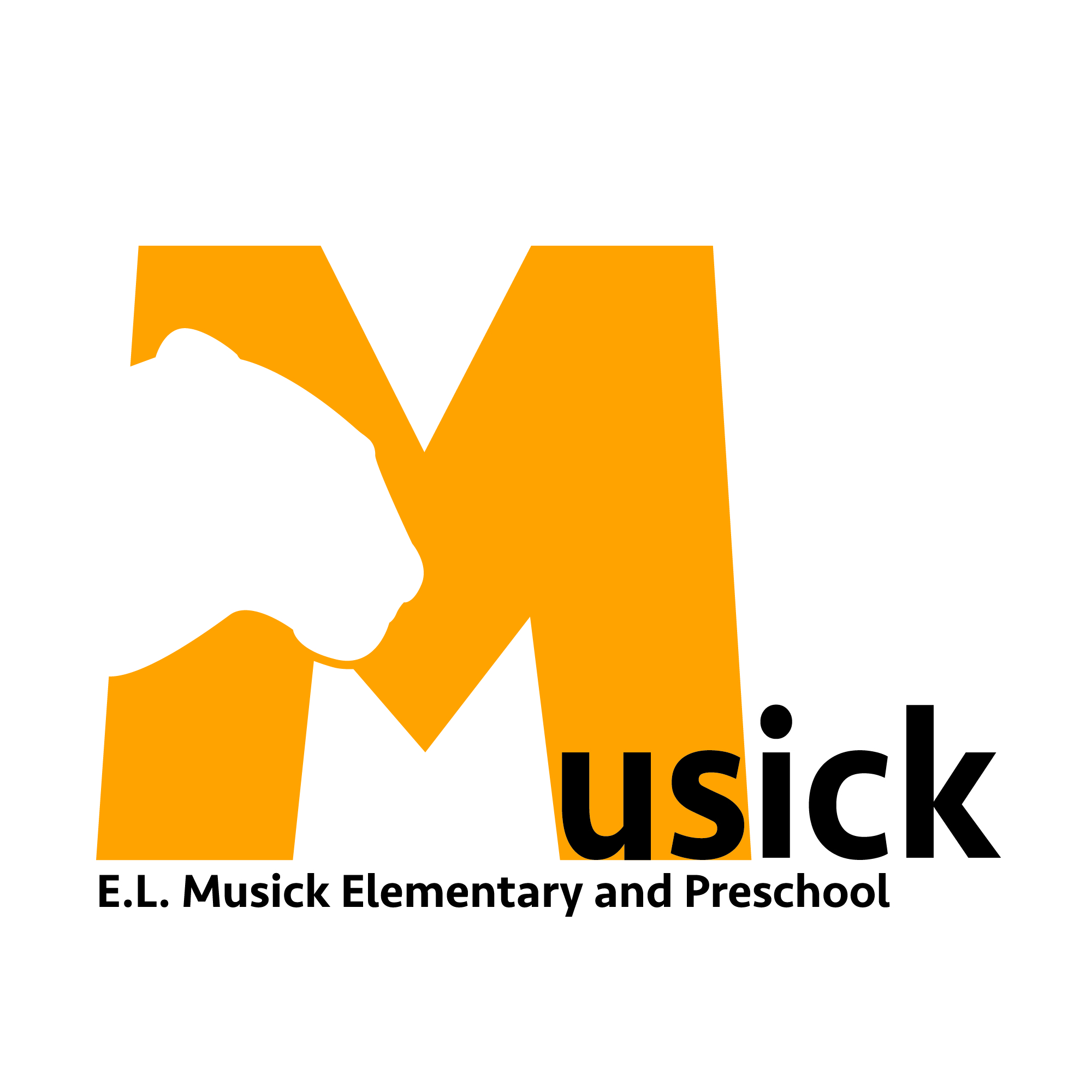 sillouette of a leopard on the letter M for Musick elementary school